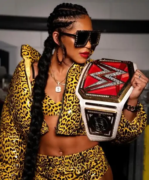 Bianca Belair Leopard Print Puffer Jacket