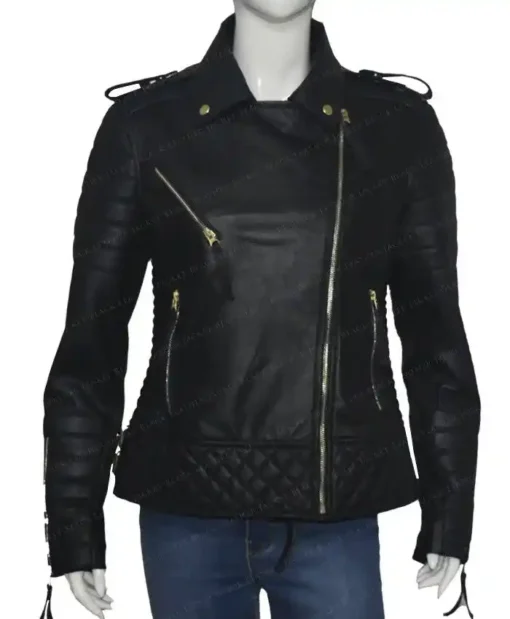 Black Leather Jacket Women's Slim Fit Kay Michaels