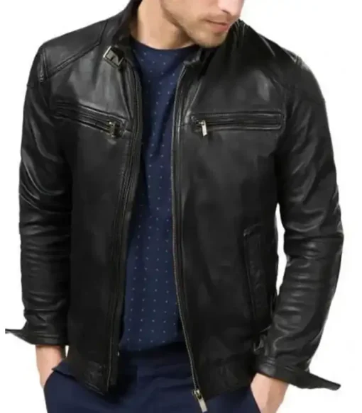 Bluster Men Biker Leather Jacket