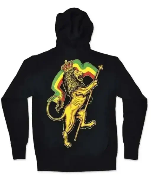 Bob Marley Crown Lion Judah Black Zip-Up Hoodie