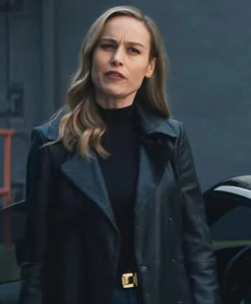 Brie Larson Super Bowl Nissan Commercial Black Leather Jacket