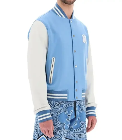 Buy Amiri Blue And White Letterman Varsity Jacket For Men And Women