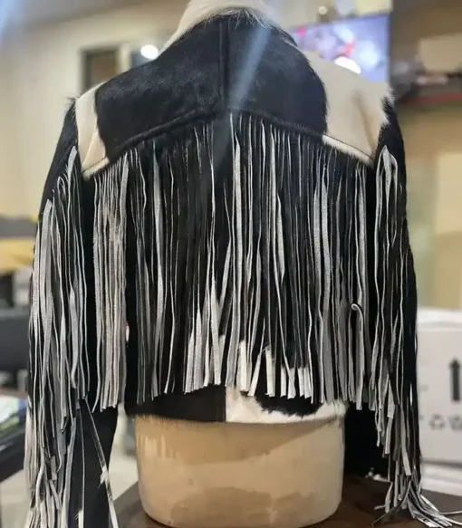 Buy Cowhide Black And White Fringe Leather Fur Jacket For Men And Women