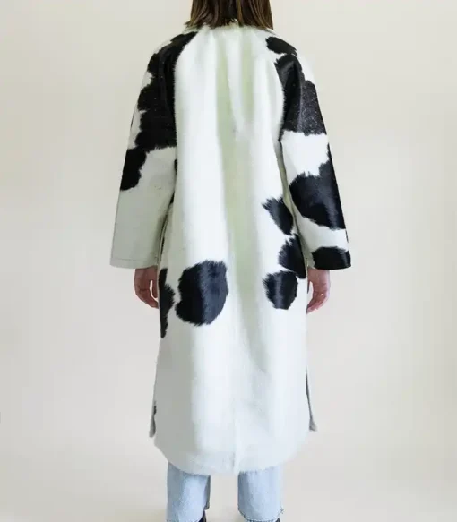 Buy Cowhide Fur Black And White Leather Trench Coat For Men And Women