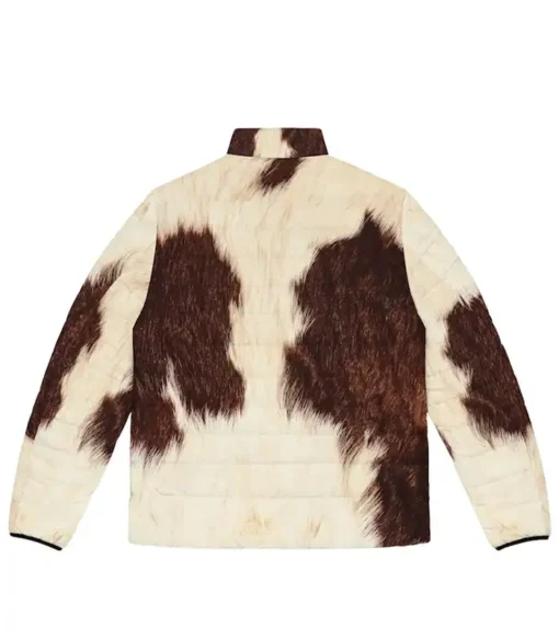 Buy Cowhide Fur Brown And White Print Puffer Jacket For Men And Women