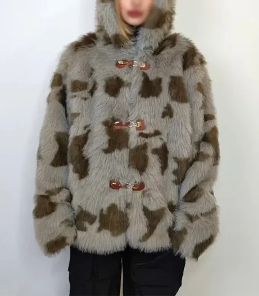 Buy Cowhide Grey And Green Fur Leather Jacket For Men And Women