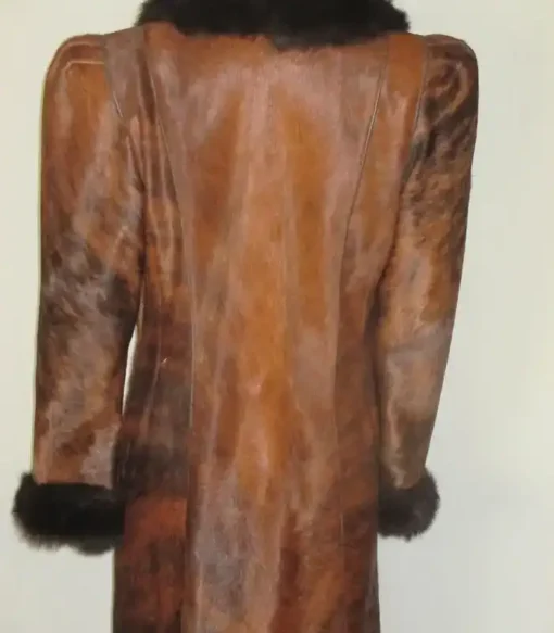 Buy Cowhide Unique Brown Leather Fur Leather Coat For Men And Women