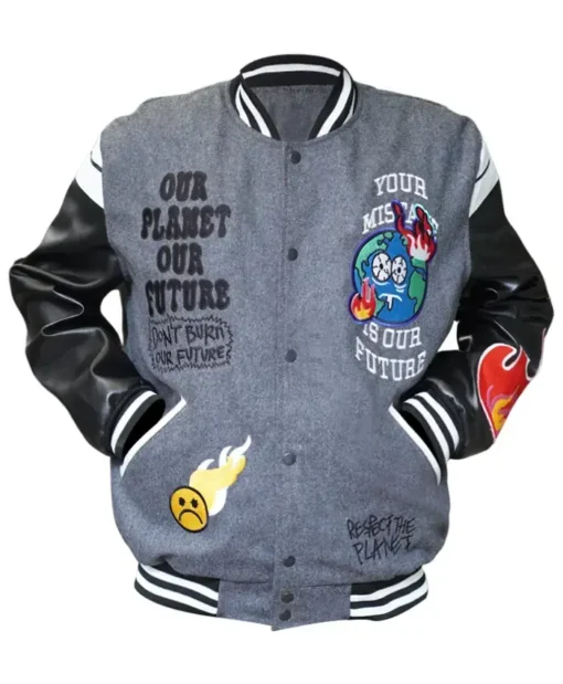 Buy Dont Burn Our Future Varsity Jacket