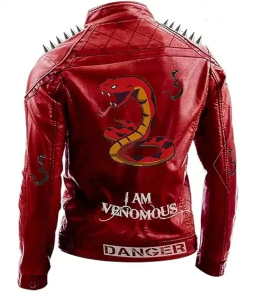 Buy I am Venomous Danger Poison Red Leather Jacket For Men And Women