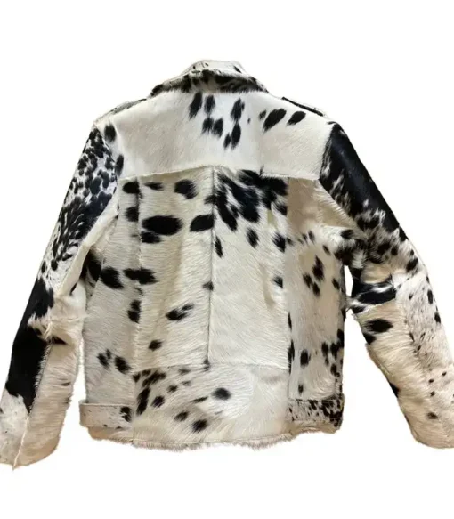 Buy Now Cowhide Black And White Biker Leather Fur Jacket For Men And Women