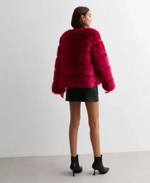 Buy Now Red Faux Fur Jacket For Men And Women