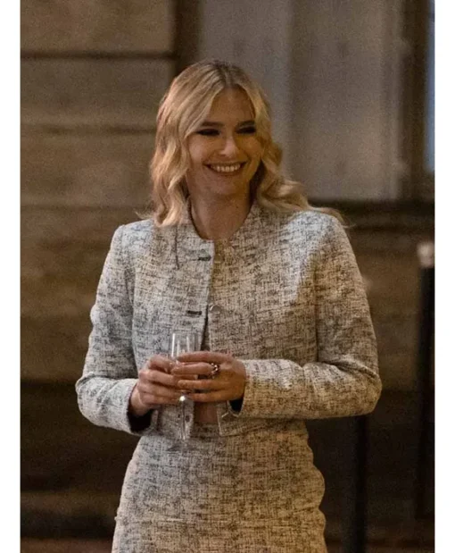 Camille Emily In Paris S03 Grey Cropped Tweed Jacket