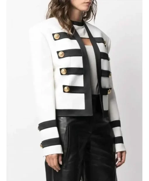 Camille Razat TV Series Emily In Paris Season 02 Camille Military White Jacket