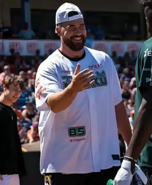 Celebrity Softball Game Travis Kelce Buttoned Shirt