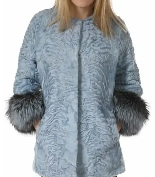 Chia Persian Lamb Fur Light Blue Coat