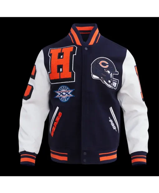 Chicago Bears Varsity Jacket Black Background