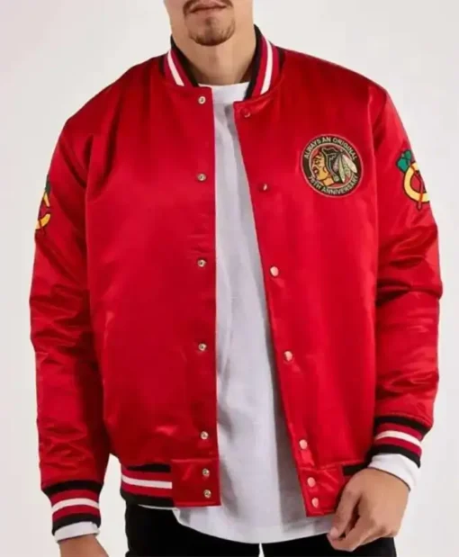 Chicago Blackhawks Throwback Red Varsity Jacket