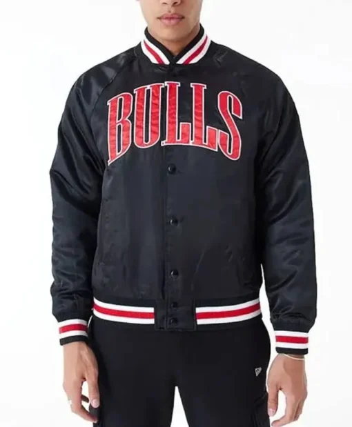 Chicago Bulls Applique Black Varsity Jacket