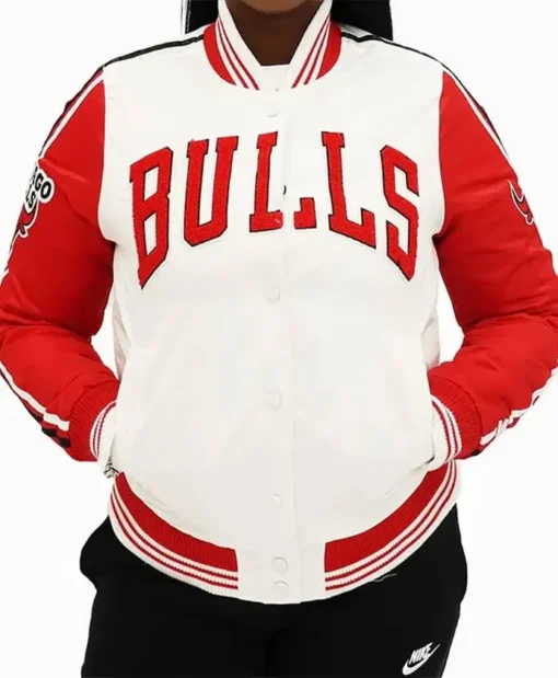 Chicago Bulls Two Tone NBA Letterman Varsity Jacket For Sale