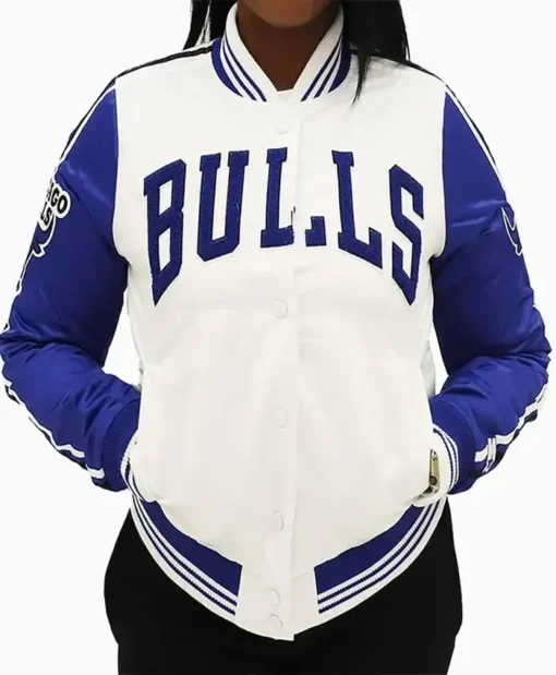 Chicago Bulls Two Tone NBA Letterman Varsity Jacket For Sale