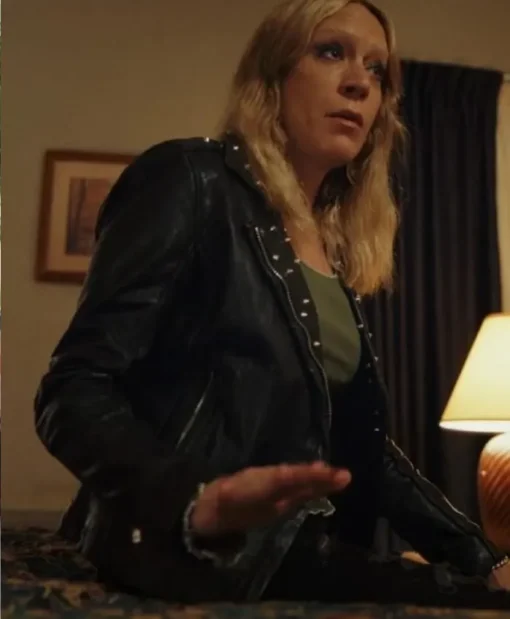 Chloe Sevigny Poker Face 2023 Black Leather Jacket