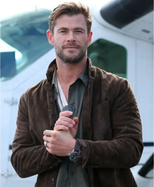 Chris Hemsworth Extraction 2 Brown Suede Leather Jacket