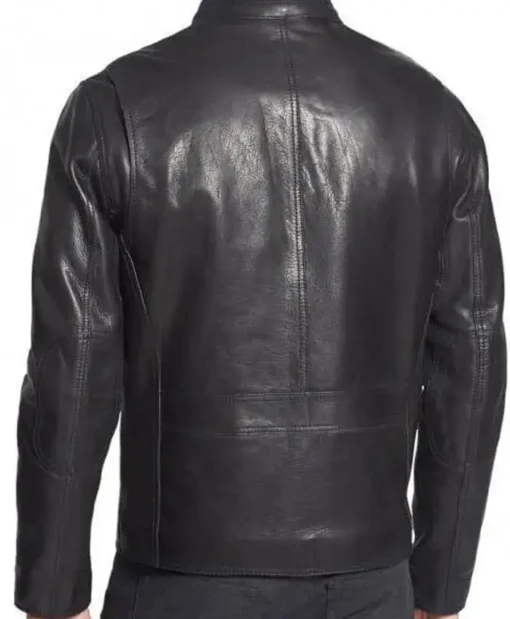 Classic Obey Men Black Leather Jacket - Black Leather Jacket