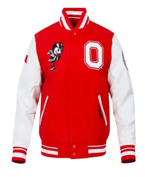 Classic Ohio State University Red Varsity Jacket