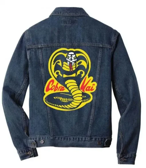 Cobra Kai Snake Logo Blue Trucker Denim Jacket