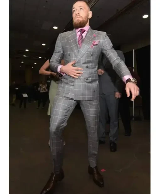 Conor McGregor Grey Checkered Suit