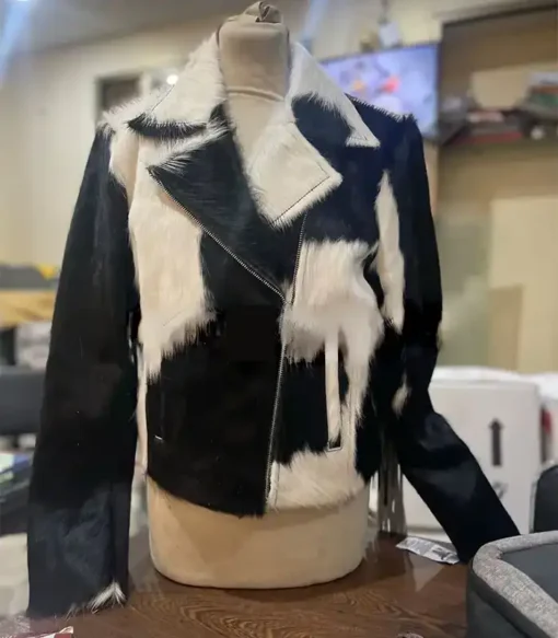 Cowhide Black And White Fringe Jacket