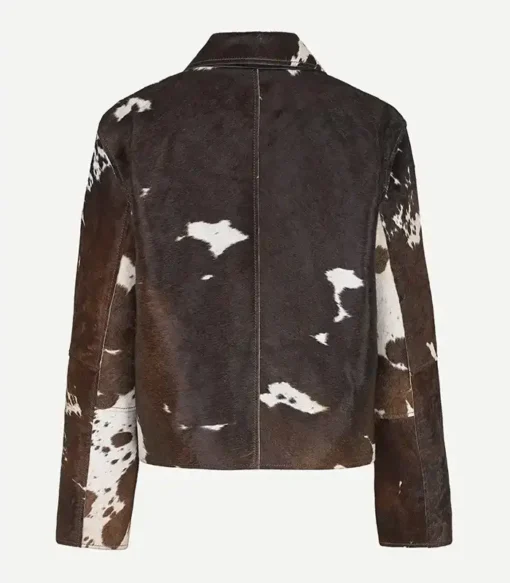 Cowhide Classic Brown And White Leather Fur Jacket For Men And Women