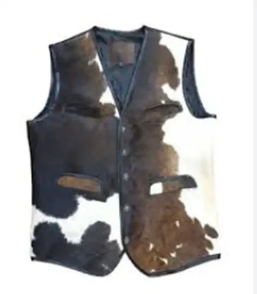 Cowhide Colorblock Leather Vest