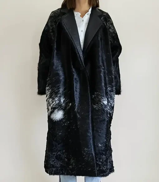 Cowhide Leather Fur Trench Coat