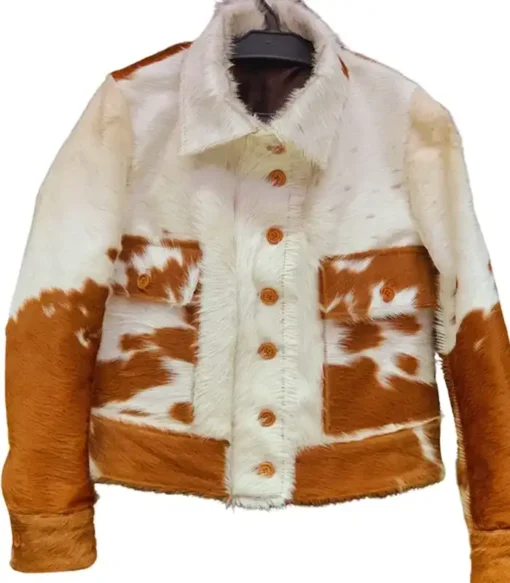 Cowhide White And Brown Fur Jacket