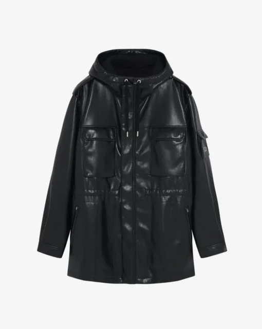 Daniel Iro Efhio Vegan Black Leather Parka Jacket sale