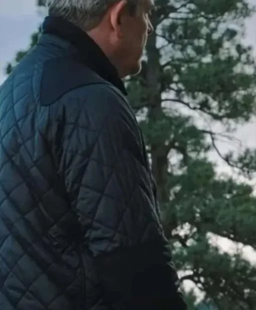 Danny Huston Drama Series Yellowstone Season 03 Dan Jenkins Zip Up Kangaroo Pocket Navy Blue Cotton Jacket