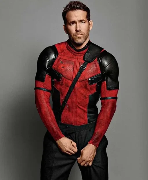 Deadpool Ryan Reynolds Leather Red Jacket