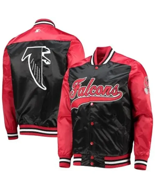 Dennie Atlanta Falcons Red and Black Varsity Jacket