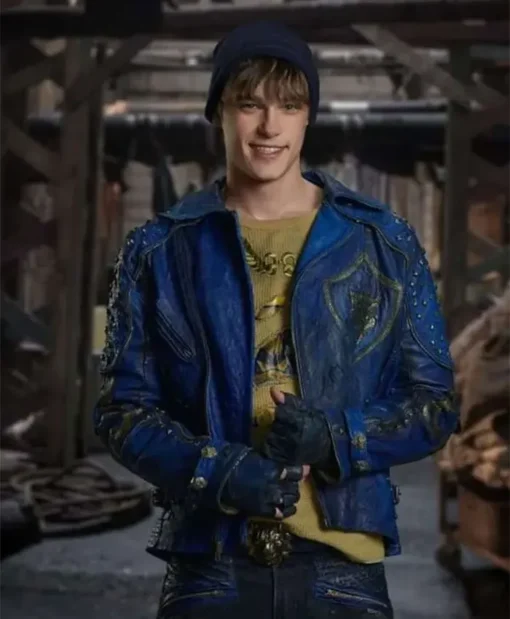 Descendants 2 Mitchell Hope Studded Blue Leather Jacket