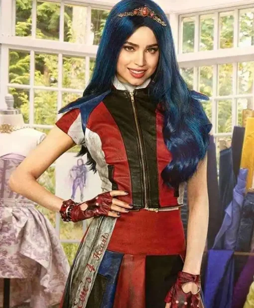 Descendants 3 Evie Red and Black Costume Leather Jacket