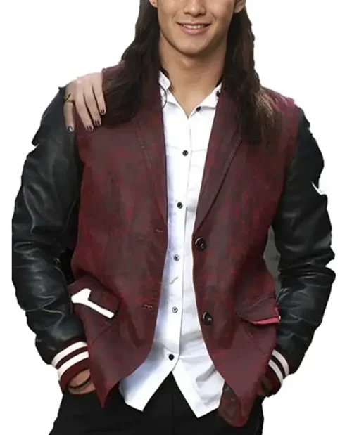 Descendants Jay Burgundy Black Faux Leather Jacket