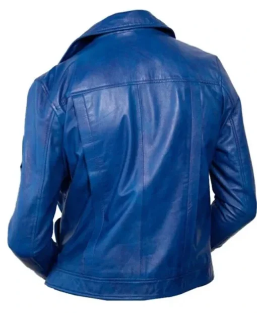 Dragon Ball Future Trunks Blue Faux Leather Jacket back look