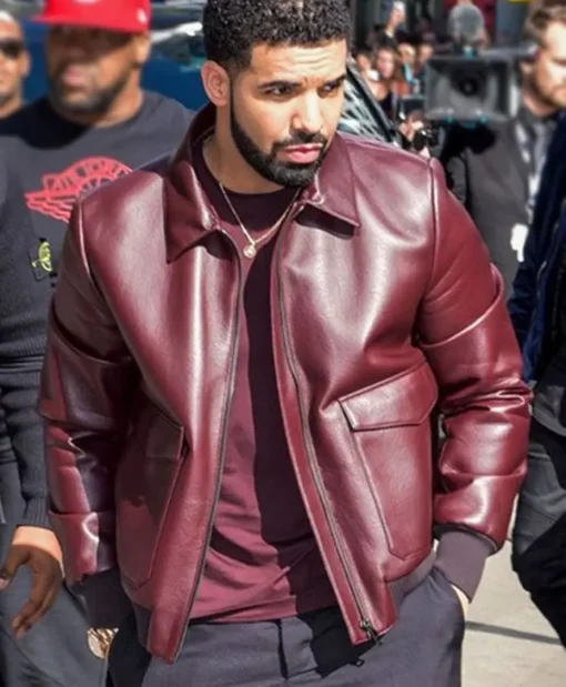 Drake Film Festival Maroon Real Leather Jacket