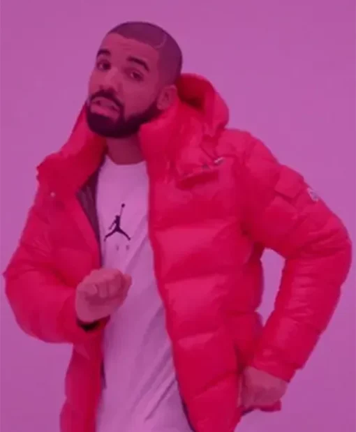 Drake Red Puffer Hooded Jacket