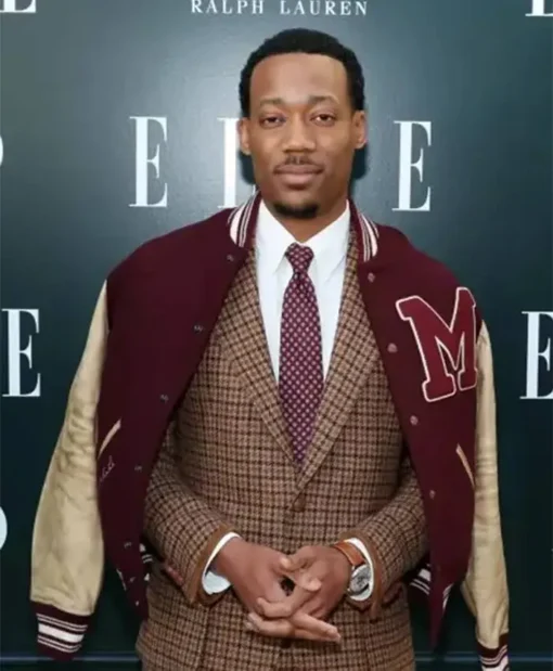 ELLE Hollywood Rising Tyler James Williams Varsity Jacket