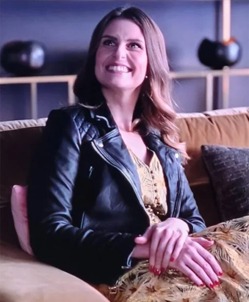 Ellie Taylor TV Series Ted Lasso Flo Collins Black Leather Jacket