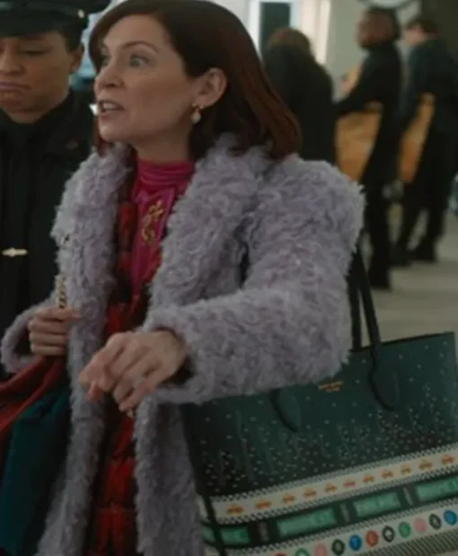 Elsbeth 2024 Carrie Preston Purple Faux Fur Coat