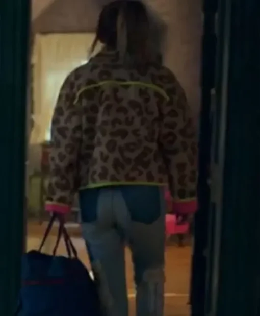 Emilia Jones Locke and Key Leopard Fur Print Jacket