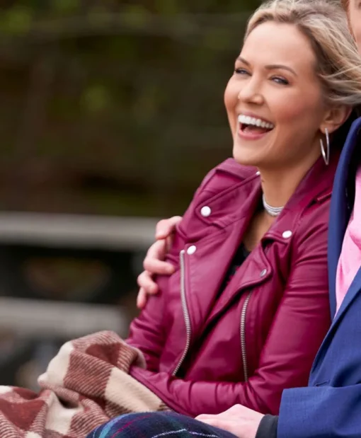 Emilie Ullerup Chesapeake Shores Burgundy Leather Jacket